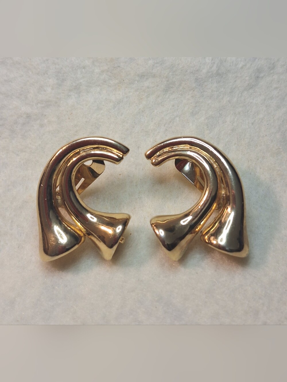 Trumpet Gold-Tone Sculptural Clip-on Earrings - Women Jewelry